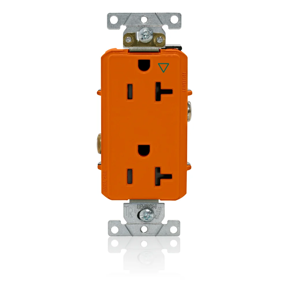 LEVITON 16362-OIG Receptacle, Decorator Duplex, 5-20R, 125V AC, 20 A, 2 Poles, Orange, Screw Terminals | CR9HRD 792T23
