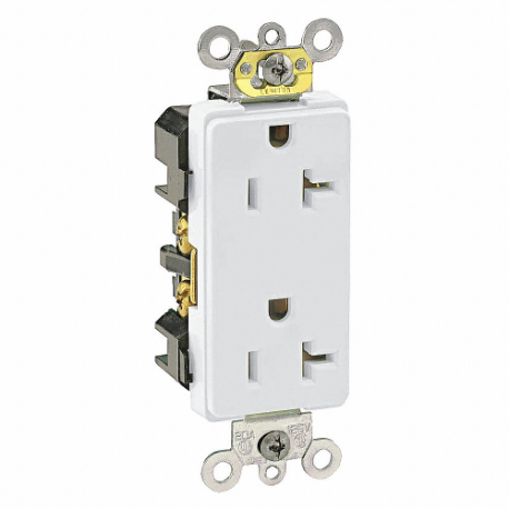 LEVITON 16362-W Receptacle, Decorator Duplex, 5-20R, 125V AC, 20 A, 2 Poles, White, Screw Terminals | CR9HRE 792T25