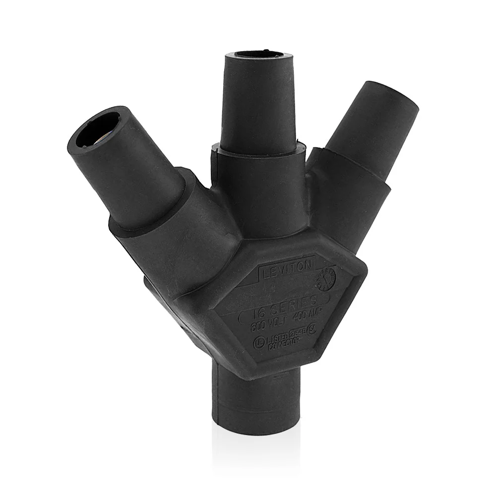 Cam Type Taper Nose 3-Fer Adapter, 600 VAC/VDC, 400 A, Male x Female x Female x Female, Santroprene TPV Housing, 1 Pole