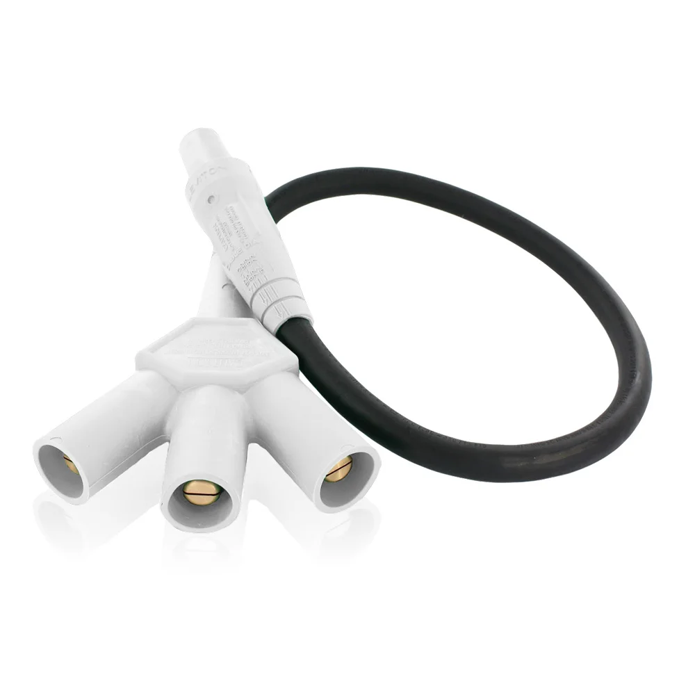 Cam Type Reverse Taper Nose 3-Fer Adapter, 600 VAC/VDC, 400 A, 4/0 AWG Wire, Female x Male x Male x Male, 1 Pole