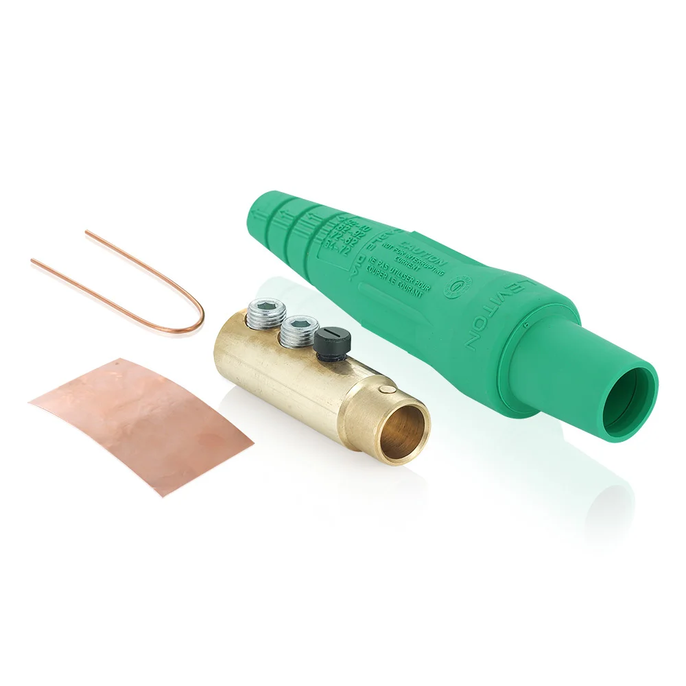 Cam Type Detachable Female Plug, 600 VAC/VDC, 400 A, 2 to 4/0 AWG Wire, Double Set Screw, NEMA 3R, Green