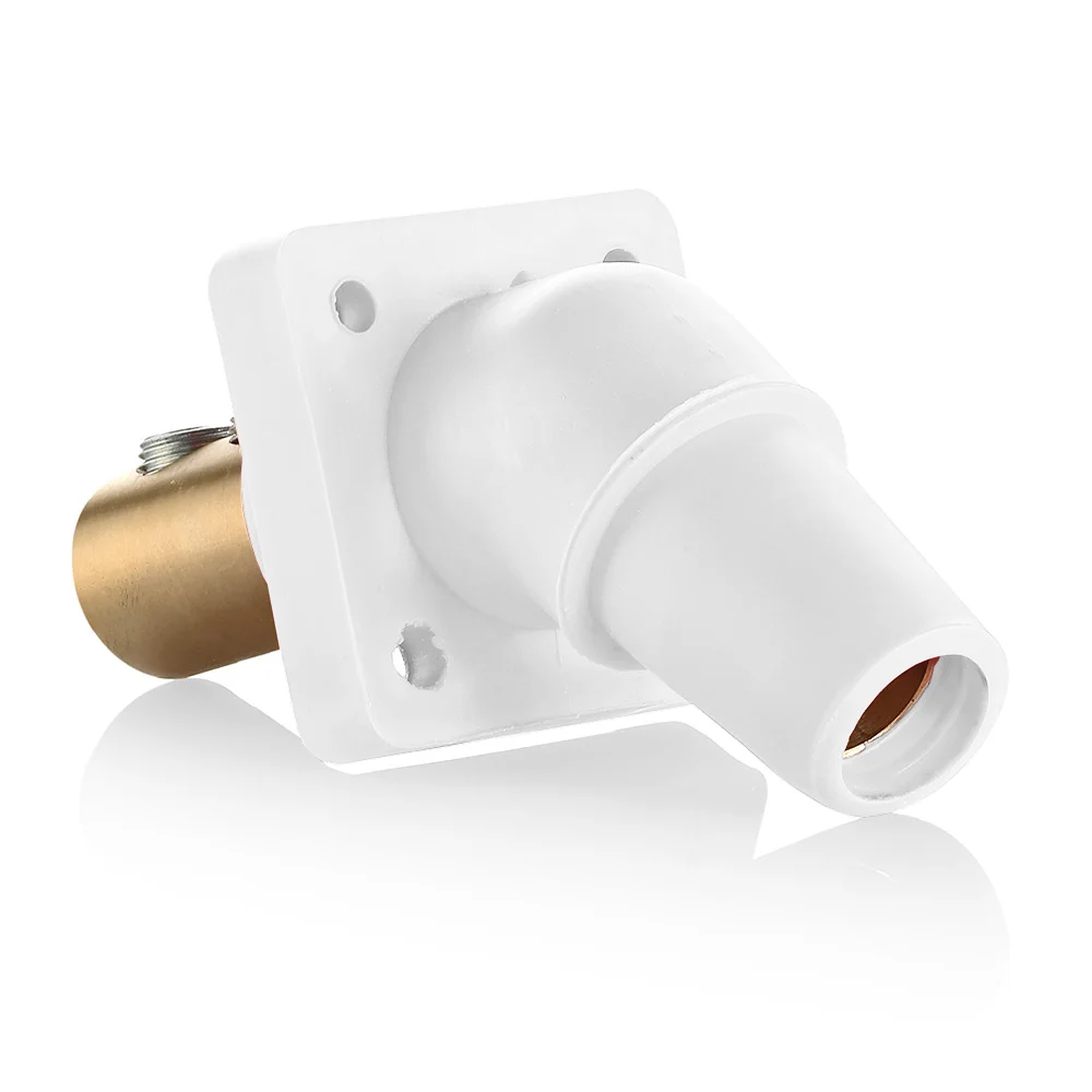 Cam Type Female Taper Nose Single Pole Receptacle, 45 Deg, 600 VAC, 400 A, 1/0 to 4/0 AWG Wire, White