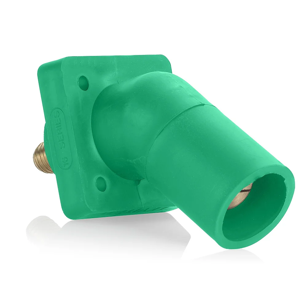 Cam Type Taper Nose 45 Deg Female Single Pole Receptacle, 600 VAC/VDC, 400 A, 2 - 4/0 AWG Wire, Threaded/Stud Connection