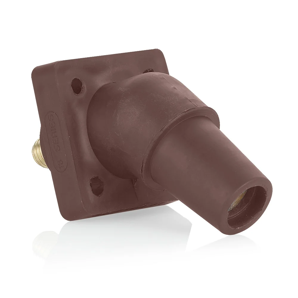 Cam-Type Crimped Taper Nose Single Pole Receptacle, 45 Deg, 600 VAC/VDC, 400 A, 2 to 4/0 AWG Wire, Brown