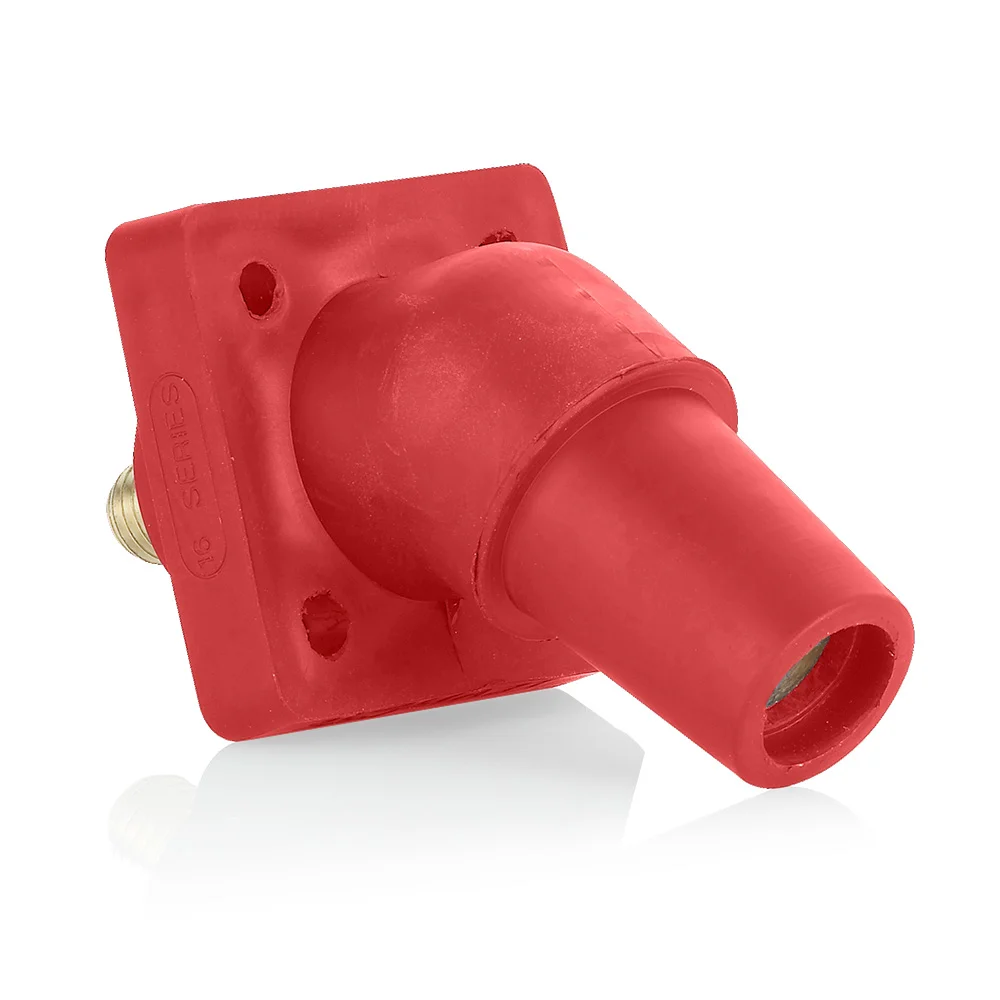 Cam Type Female Single Pole Receptacle, 45 Deg, 600 VAC/VDC, 400 A, 2 to 4/0 AWG Wire, Threaded/Stud Connection, Red