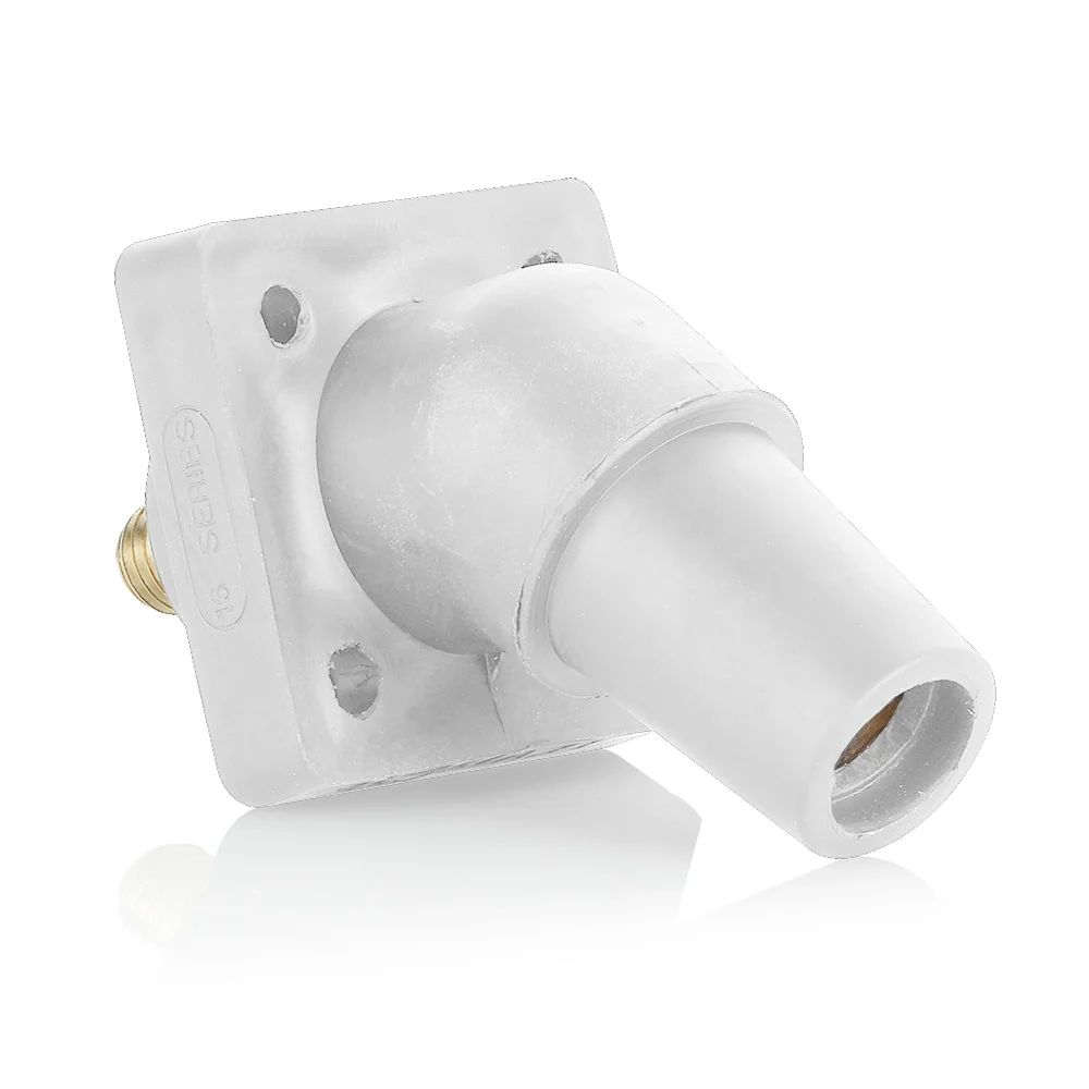 Cam Type Female Single Pole Receptacle, 45 Deg, 600 VAC/VDC, 400 A, 2 to 4/0 AWG Wire, Threaded/Stud Connection, White