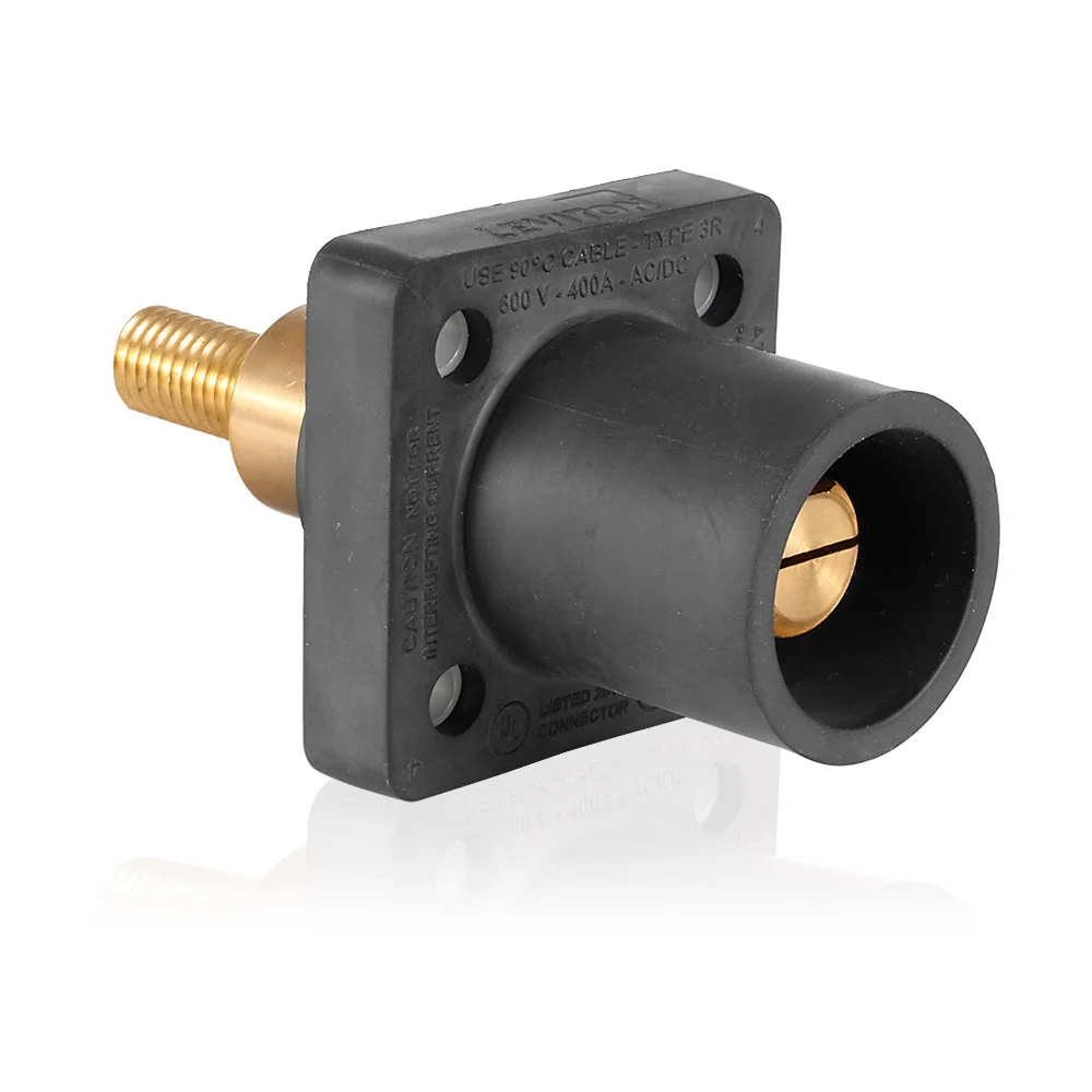 Cam-Type Taper Nose Single Pole Receptacle, 600 VAC/VDC, 400 A, 2 to 4/0 AWG Wire, NEMA 3R, 90 Deg
