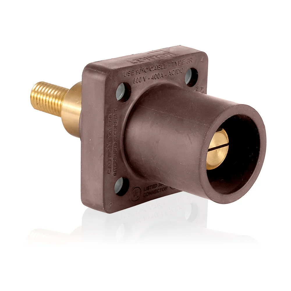 Cam-Type Taper Nose Single Pole Receptacle, 600 VAC/VDC, 400 A, 2 to 4/0 AWG Wire, NEMA 3R, 90 Deg