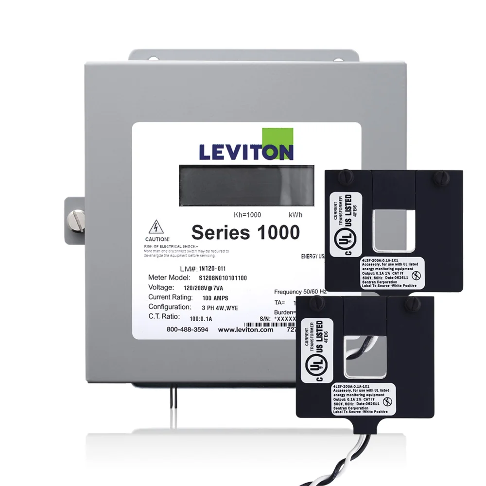 Surface Mount Split Meter Kit, 120/240 VAC, 1-Phase, 400 A, LCD Display, Isolated Pulse Output Communication, 3 Wire