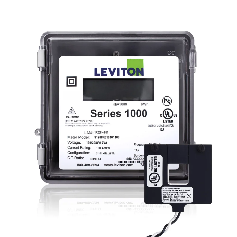Surface Mount Split Meter Kit, 1-Phase, 277 VAC, 800 A, LCD Display, Isolated Pulse Output Communication, 2-Wire