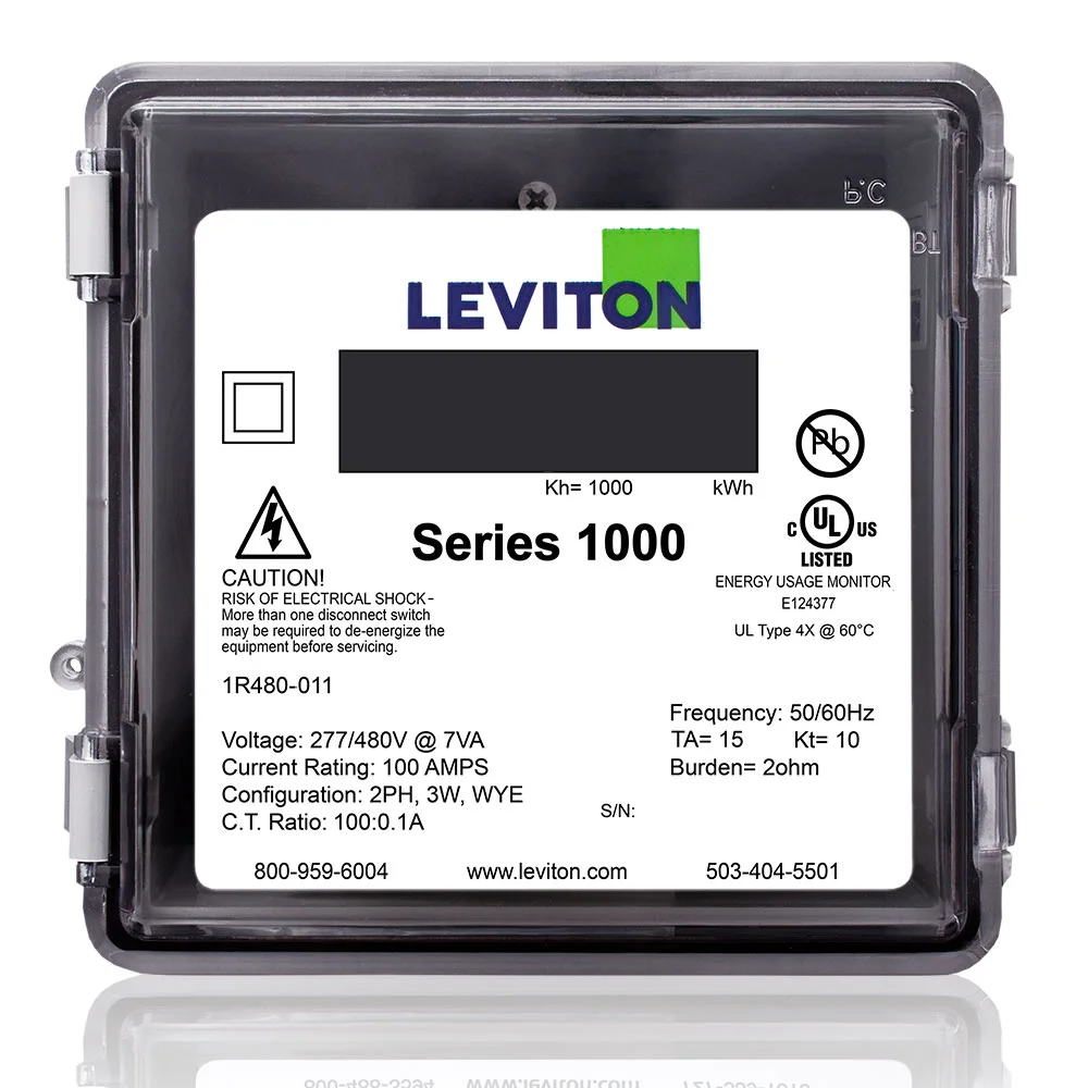 Surface Mount Meter, 277/480 VAC, 100 A, LCD Display, Isolated Pulse Output Communication, 2-Phase, 3-Wire, 2-Element