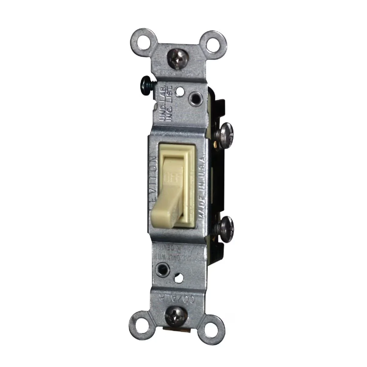 Residential Grade 15 Amp Toggle Single Pole Switch, Ivory