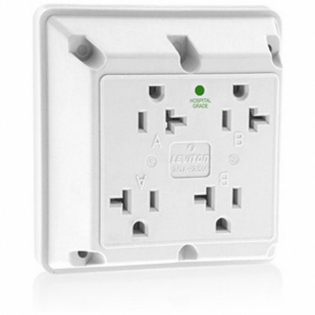 LEVITON 21254-HW Receptacle, Quad, 5-20R, 20 A, 125V AC, White, 2 Poles, Screw Terminals | CR9JBJ 792T32