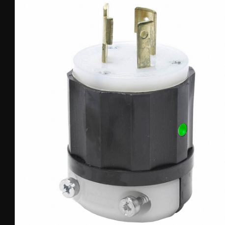 LEVITON 2311-PLC Locking Plug, L5-20P, 125V AC, 20 A, 2 Poles, Black/White, Screw Terminals, L5-20 | CR9HDM 792T40