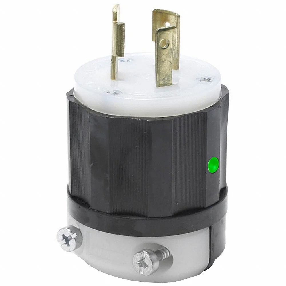 LEVITON 2311-PLC Locking Plug, L5-20P, 125V AC, 20 A, 2 Poles, Black/White, Screw Terminals, L5-20 | CR9HDM 792T40