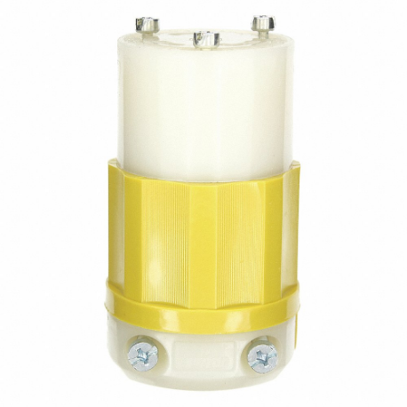 LEVITON 2613-CY Locking Connector, L5-30R, 30 A, 125V AC, 2 Poles, White/Yellow, Screw Terminals, L5-30 | CR9HCC 792T76