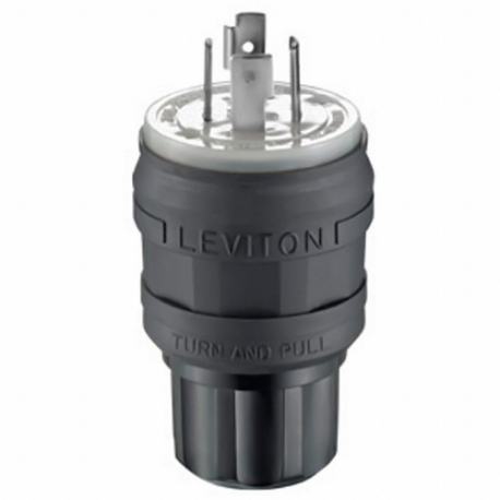 LEVITON 26W75-B WatertigHeight Locking Plug, L15-20P, 20 A, 250VAC, Black, 3 Poles, Screw Terminals | CR9HKR 792T97