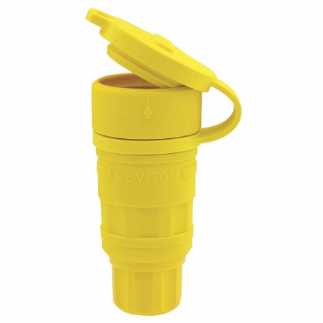 LEVITON 25W04 WatertigHeight Locking Connector, L1-15R, 15 A, 125VAC, 2 Poles, Yellow, Shrouded | CR9GYH 792T68