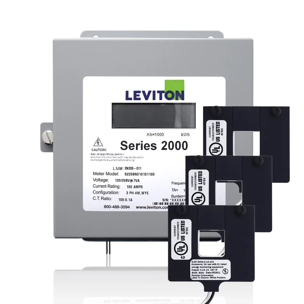 Surface Mount Split Demand Meter Kit, 4 Wire, 120/208 VAC, 200 A, LCD Display, Isolated Pulse Output Communication