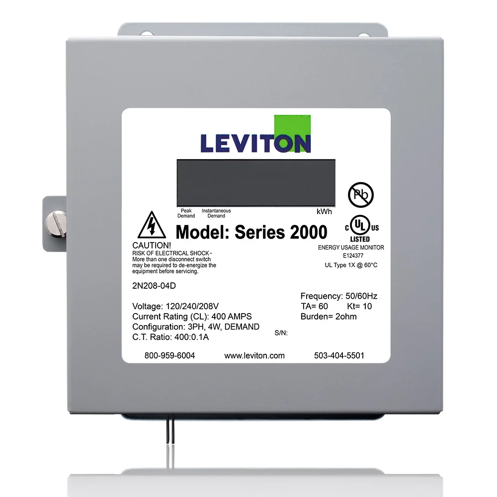 Surface Mount Demand Meter, 120/208 VAC, 400 A, LCD Display, Isolated Pulse Output Communication, 4-Wire, 3-Element