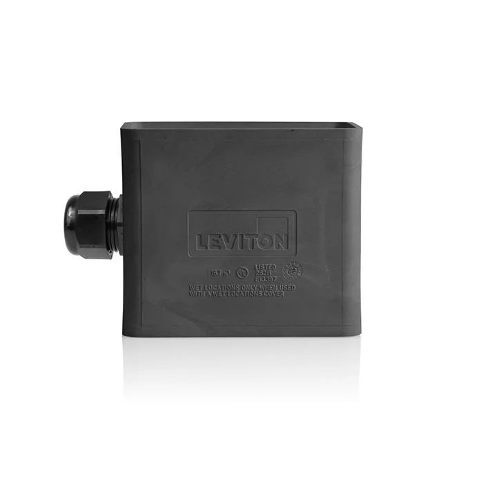 Portable Power Outlet Box, Thermoplastic, 16.7 cu-in, 1 Gang, Black