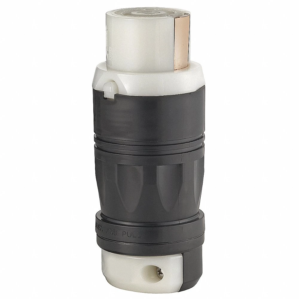 LEVITON 3762C Locking Connector, Non-NEMA, 50 A, 250V AC, 2 Poles, Black/White, Gen Use | CR9HCP 792TG4