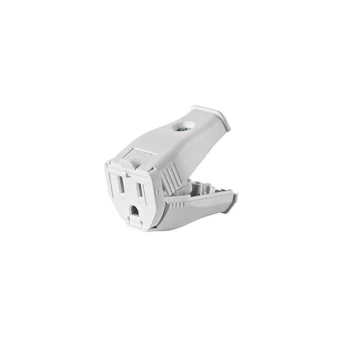 Clamptite Grounding Hinged Straight Blade Connector, 125 VAC, 15 A, 2 Poles, 3 Wires, White