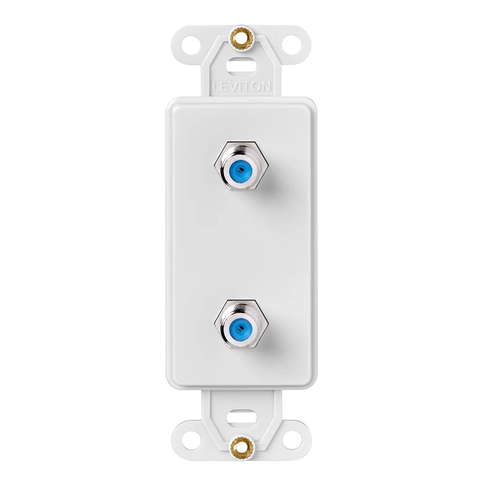 F-Connector Wall Jack, For Use With 75 Ohm Cable Connection, VCR, Television and Receiver, Plastic, White