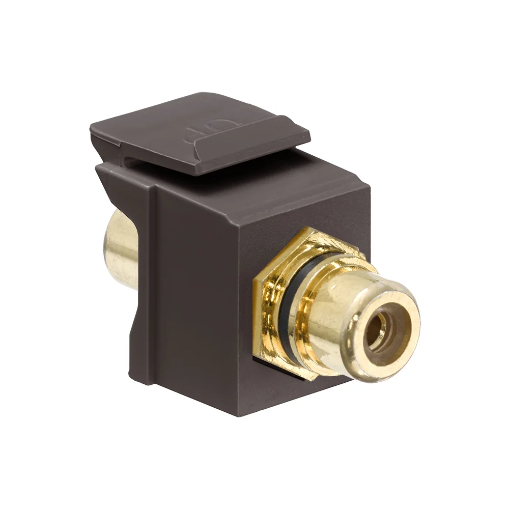Feedthrough RCA Connector With Red Stripe, Snap-In Connector, Shielded A/V with Terminated RCA Plugs Cable
