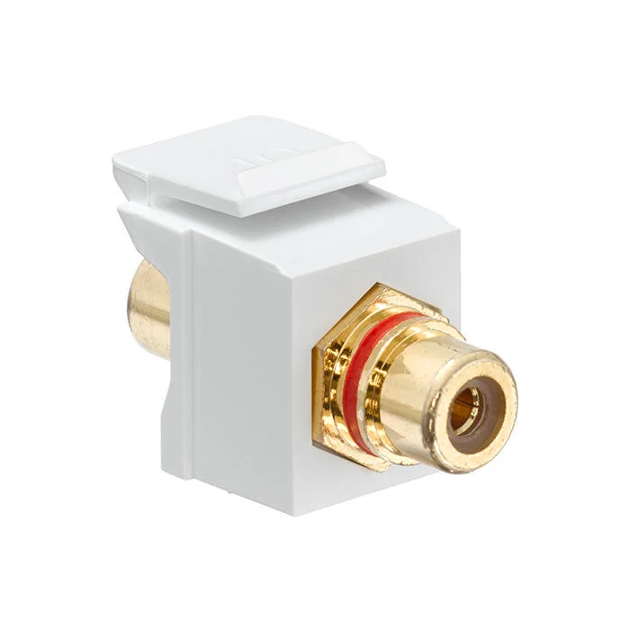 Feedthrough RCA Connector With Red Stripe, Snap-In Connector, Shielded Cable