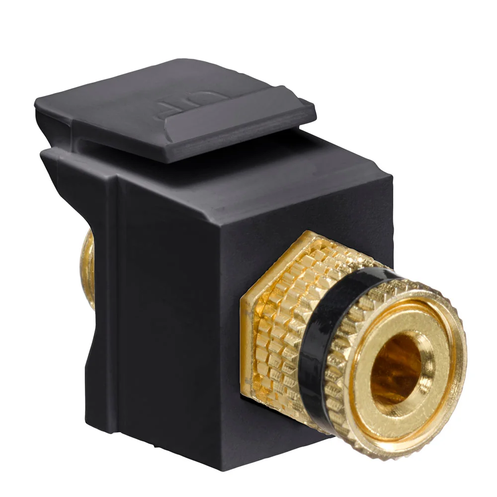 Feed Through Fire Retardant Snap-In Binding Post Connector With Black Stripe, Screw Termination, Plastic
