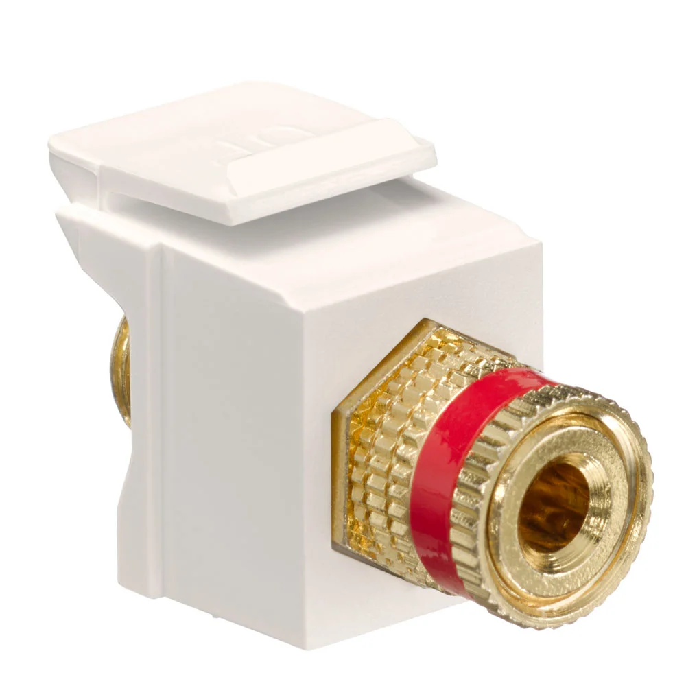 Fire-Retardant Snap-In Binding Post Adapter With Red Stripe, Screw Termination, High Impact Plastic