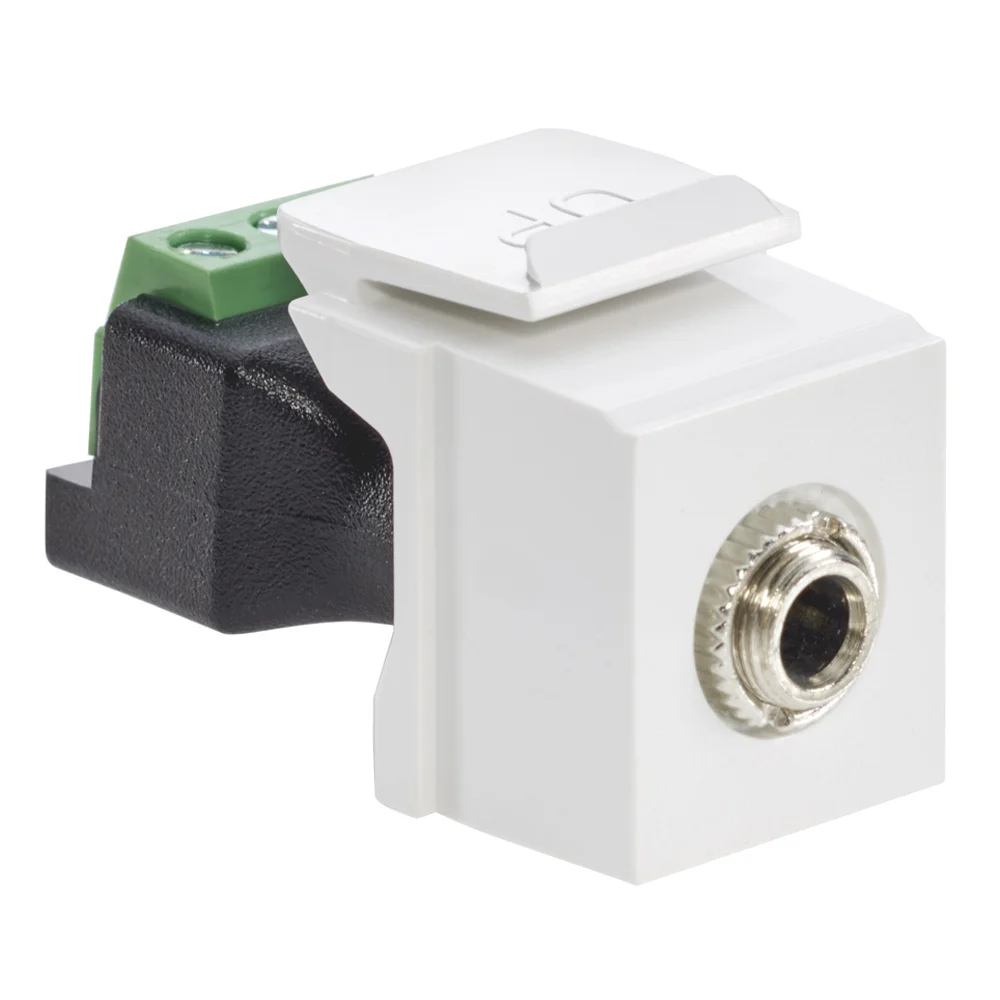 Fire Retardant Stereo Connector With 3.5 mm Stereo Jack, Snap-In/Female to Screw Connector, 22 AWG