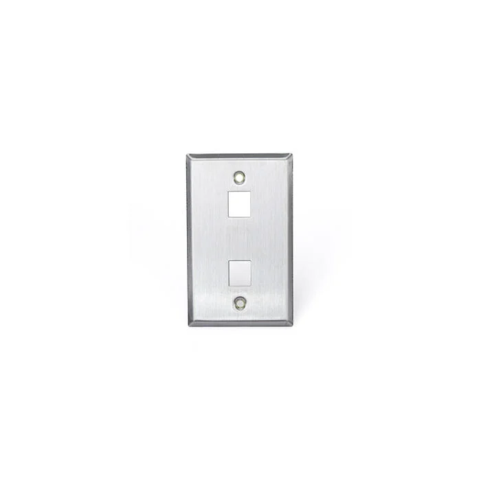 Standard Size Wallplate, 1 Gang, 2-3/4 in W, 302 Stainless Steel, Surface Mount, 2-Port