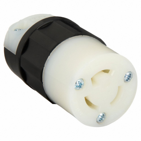 LEVITON 4729-C Locking Connector, L5-15R, 15 A, 125V AC, 2 Poles, Black/White, Screw Terminals, L5-15 | CR9HBY 792TH1