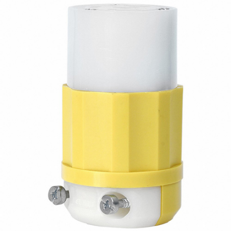 LEVITON 4729-CY Locking Connector, L5-15R, 15 A, 125V AC, 2 Poles, White/Yellow, Screw Terminals | CR9HBZ 792TH2