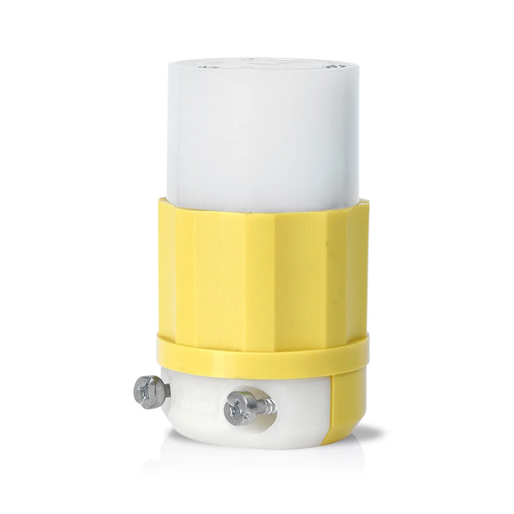 LEVITON 4729-CY Locking Connector, L5-15R, 15 A, 125V AC, 2 Poles, White/Yellow, Screw Terminals | CR9HBZ 792TH2