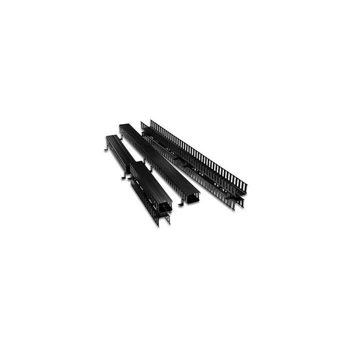 Front Vertical Cable Management With Black Snap-On Cover, 4.22 in W, ABS, Black