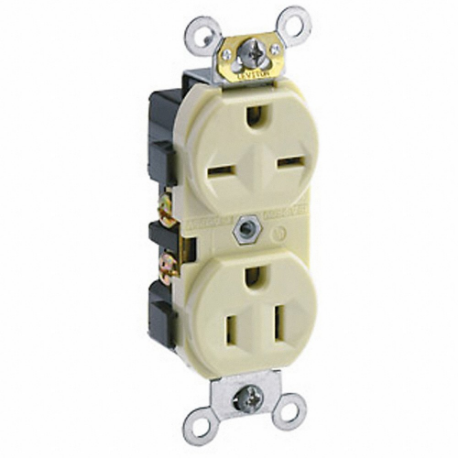 LEVITON 5031-I Receptacle, Duplex, 5-15R/6-15R, 15 A, 125/250V AC, Ivory, 2 Poles, Screw Terminals | CR9HUY 792TJ2