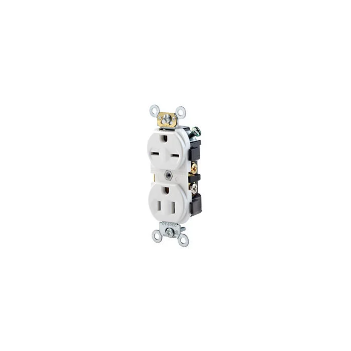 LEVITON 5031-W Receptacle, Duplex, 5-15R/6-15R, 15 A, 125/250V AC, White, 2 Poles, Screw Terminals | CR9HUZ 792TJ3