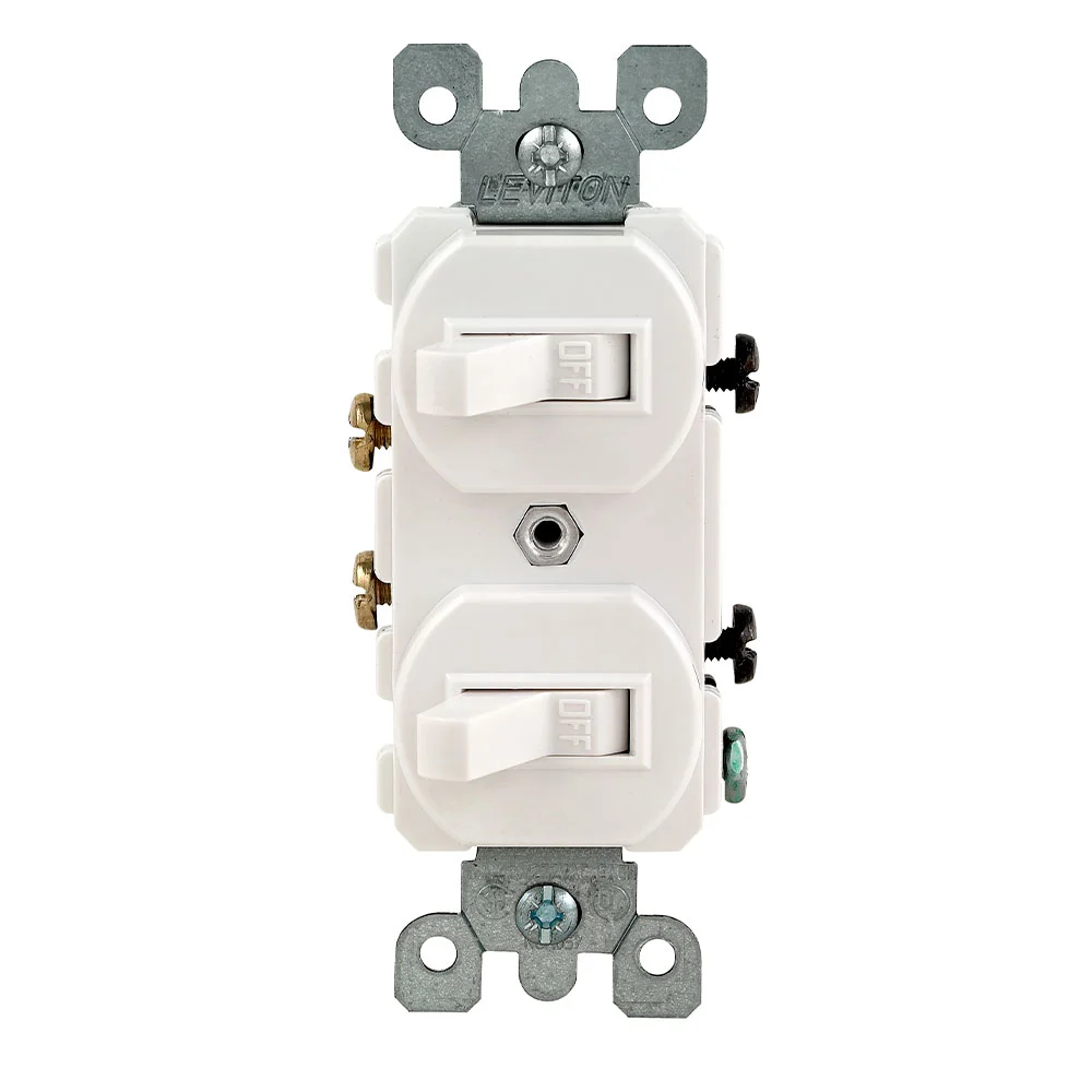 Duplex Outlet Combination Switch/Receptacle, 12 A at 120 VAC, 1 Pole, 14 to 12 AWG Wire