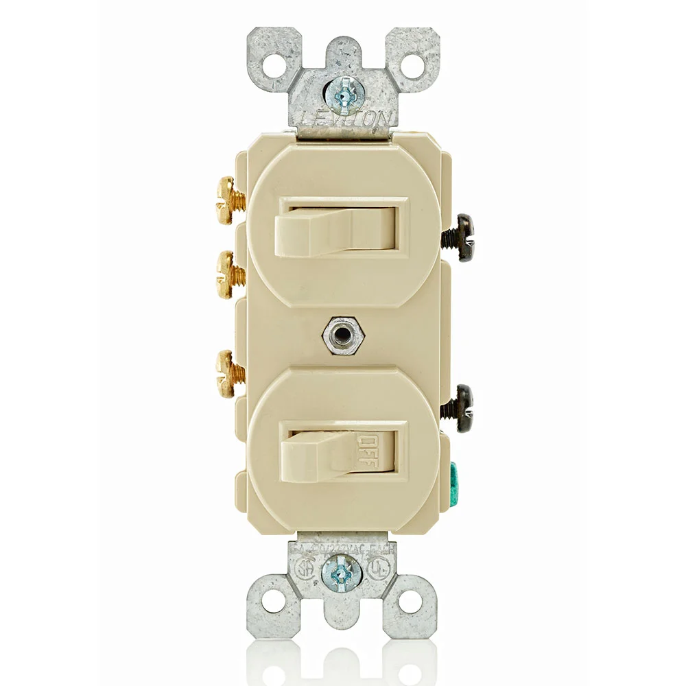 Duplex Non-Grounding Combination Switch, 15 A at 120, 277 VAC, 12 A, 1/2 HP at 120 VAC, 1 Pole