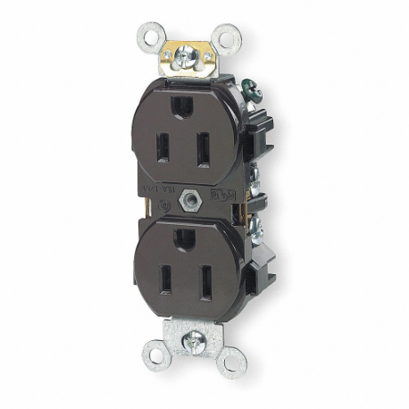 LEVITON 5262-IGB Receptacle, Duplex, 5-15R, 125V AC, 15 A, 2 Poles, Brown, Screw Terminals, Isolated Ground | CR9HTH 792TL5