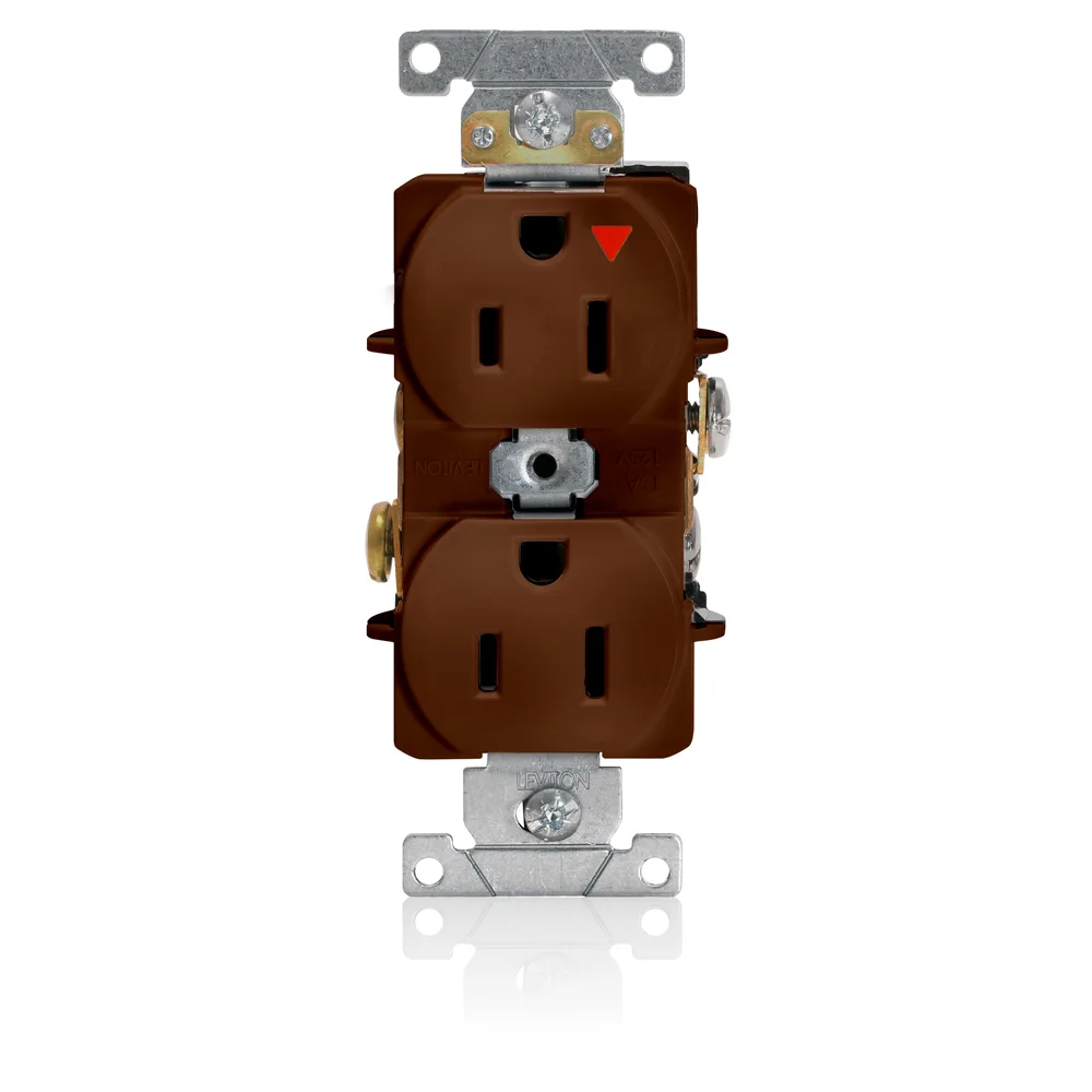 LEVITON 5262-IGB Receptacle, Duplex, 5-15R, 125V AC, 15 A, 2 Poles, Brown, Screw Terminals, Isolated Ground | CR9HTH 792TL5