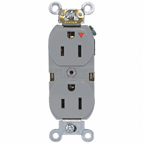 LEVITON 5262-IGG Receptacle, Duplex, 5-15R, 125V AC, 15 A, 2 Poles, Gray, Screw Terminals, Isolated Ground | CR9JCD 792TL6