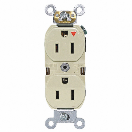 LEVITON 5262-IGI Receptacle, Duplex, 5-15R, 125V AC, 15 A, 2 Poles, Ivory, Screw Terminals, Isolated Ground | CR9HTK 792TL7