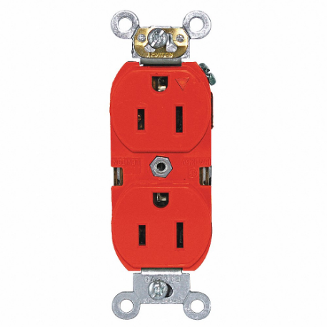 LEVITON 5262-IGR Receptacle, Duplex, 5-15R, 125V AC, 15 A, 2 Poles, Red, Screw Terminals, Isolated Ground | CR9HTP 792TL8