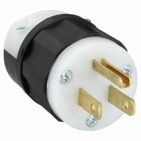 LEVITON 5266-C Straight Blade Plug, 5-15P, 15 A, 125VAC, Black/White, 2 Poles, Screw Terminals, 5-15 | CR9HJQ 792TM2