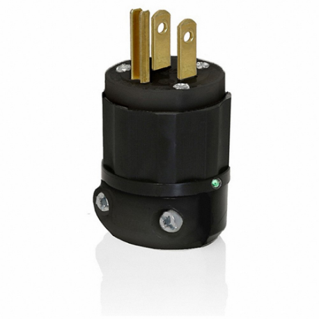 LEVITON 5266-PLB Straight Blade Plug, 5-15P, 15 A, 125VAC, Black, 2 Poles, Screw Terminals, 5-15 | CR9HJM 792TM5