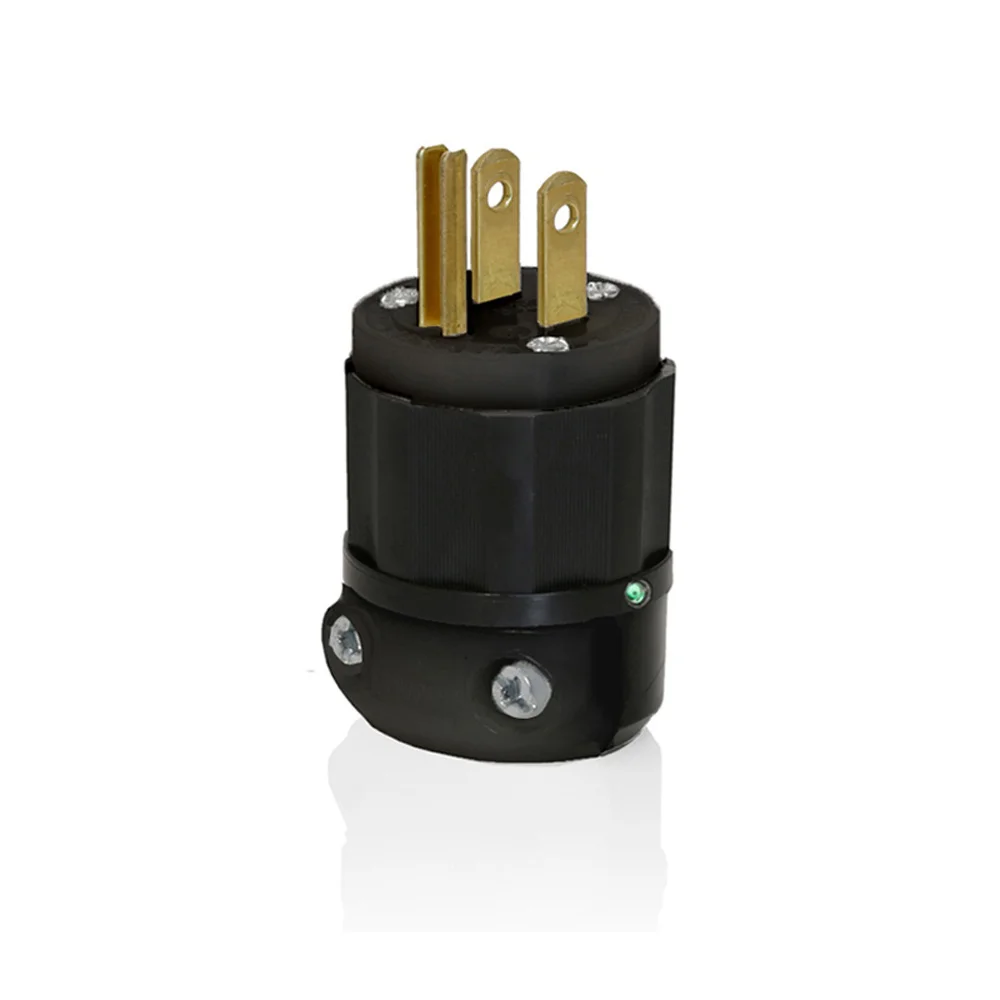 LEVITON 5266-PLB Straight Blade Plug, 5-15P, 15 A, 125VAC, Black, 2 Poles, Screw Terminals, 5-15 | CR9HJM 792TM5
